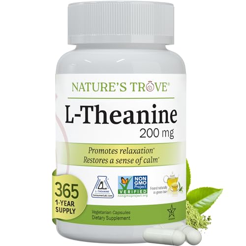 Natures Trove L-Theanine 200mg, 365 Capsules: