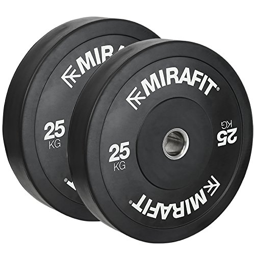 Mirafit Black Olympic Rubber Bumper Plates:
