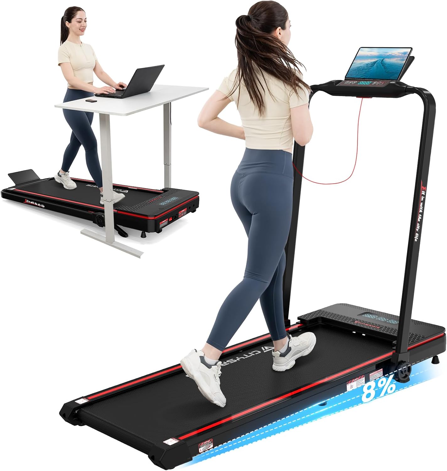 CITYSPORTS 8% Incline Folding Treadmill: